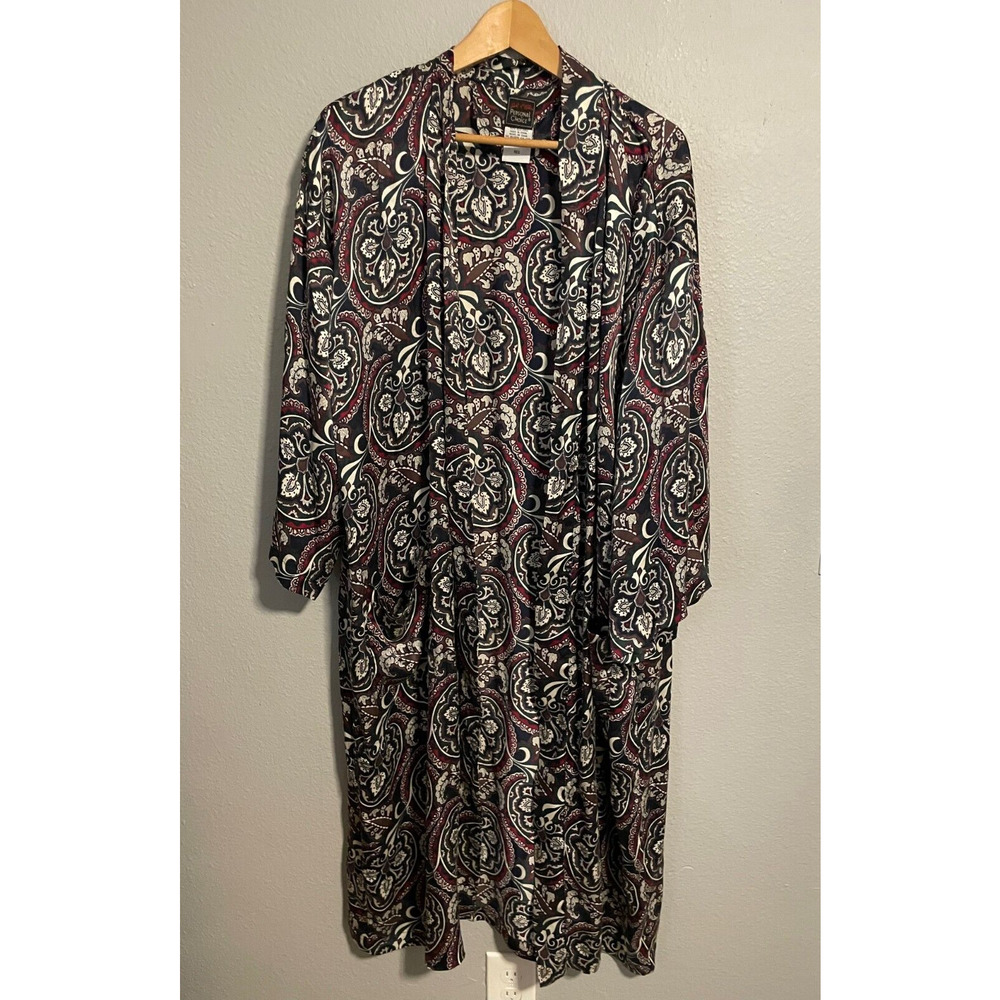 Vintage John L. Blair Women Kimono Robe One Size Paisley Silk Satin Romantic 90s